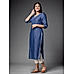 Blue linen kurti with embroidery