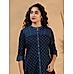 Dark blue cotton printed kurti with button placket