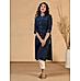 Dark blue cotton printed kurti with button placket