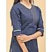 Navy blue cotton kurti with foil print and embroidery