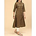 Brown cotton dobby kurti with embroidery