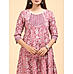 Pink 60's cotton kurti with print and hand work