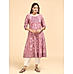 Pink 60's cotton kurti with print and hand work