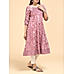 Pink 60's cotton kurti with print and hand work