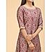 Copper brown modal chanderi printed kurti with hand work