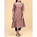 Copper brown modal chanderi printed kurti with hand work