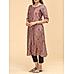 Copper brown modal chanderi printed kurti with hand work