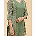 Olive green 60's cotton printed kurti with embroidery