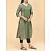 Olive green 60's cotton printed kurti with embroidery