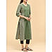 Olive green 60's cotton printed kurti with embroidery