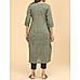 Olive green 60's cotton printed kurti with embroidery