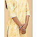 Yellow viscose schifili printed kurti with embroidery