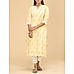 Yellow viscose schifili printed kurti with embroidery