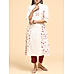 Off white cotton flax printed kurta with pannel cut