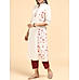 Off white cotton flax printed kurta with pannel cut