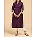 Dark purple denting viscose kurti with embroidery