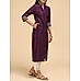 Dark purple denting viscose kurti with embroidery