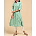 Aqua green modal chanderi kurti with print