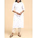 White cotton dobby printed kurti with embroidery