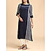 Navy blue viscose kurti with embroidery