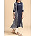 Navy blue viscose kurti with embroidery