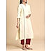 Pale yellow cotton dobby kurti with embroidery