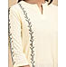 Pale yellow cotton dobby kurti with embroidery