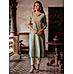 Pista green viscose slub kurti with embroidery