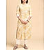 Yellow cotton flax kurti with print