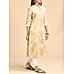 Yellow cotton flax kurti with print