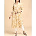 Yellow cotton flax kurti with print