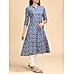 Blue viscose kurti with floral print