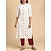 Ivory double cotton kurti with floral print