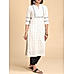 White handloom cotton weaving kurti with embroidery