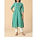 Aqua green cotton dobby kurti with embroidery