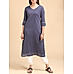 Navy blue cotton striped kurti with lace detailing