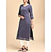 Navy blue cotton striped kurti with lace detailing