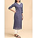 Navy blue cotton striped kurti with lace detailing