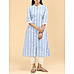 Blue cotton flax kurti with lace detailing