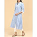 Blue cotton flax kurti with lace detailing