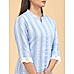 Blue cotton flax kurti with lace detailing