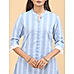 Blue cotton flax kurti with lace detailing