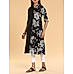 Black cotton flax printed kurti