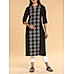 Black cotton flax printed kurti