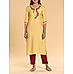 Yellow poly viscose kurti with embroidery