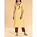 Yellow poly viscose kurti with embroidery