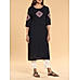 Dark Navy blue wrinkle viscose kurti with embroidery