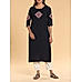 Dark Navy blue wrinkle viscose kurti with embroidery