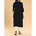 Dark Navy blue wrinkle viscose kurti with embroidery