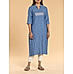 Denim blue viscose cotton kurti with embroidery